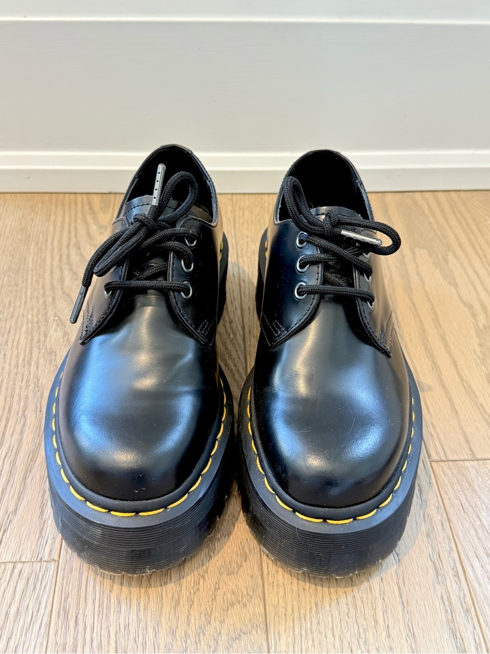 Dr. Martens 1461 Quad Black Leather Platform Shoes Size US Women’s 7